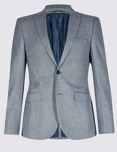 Blue Textured Modern Slim Fit 3 Piece Suit | Limited Edition | M&S
