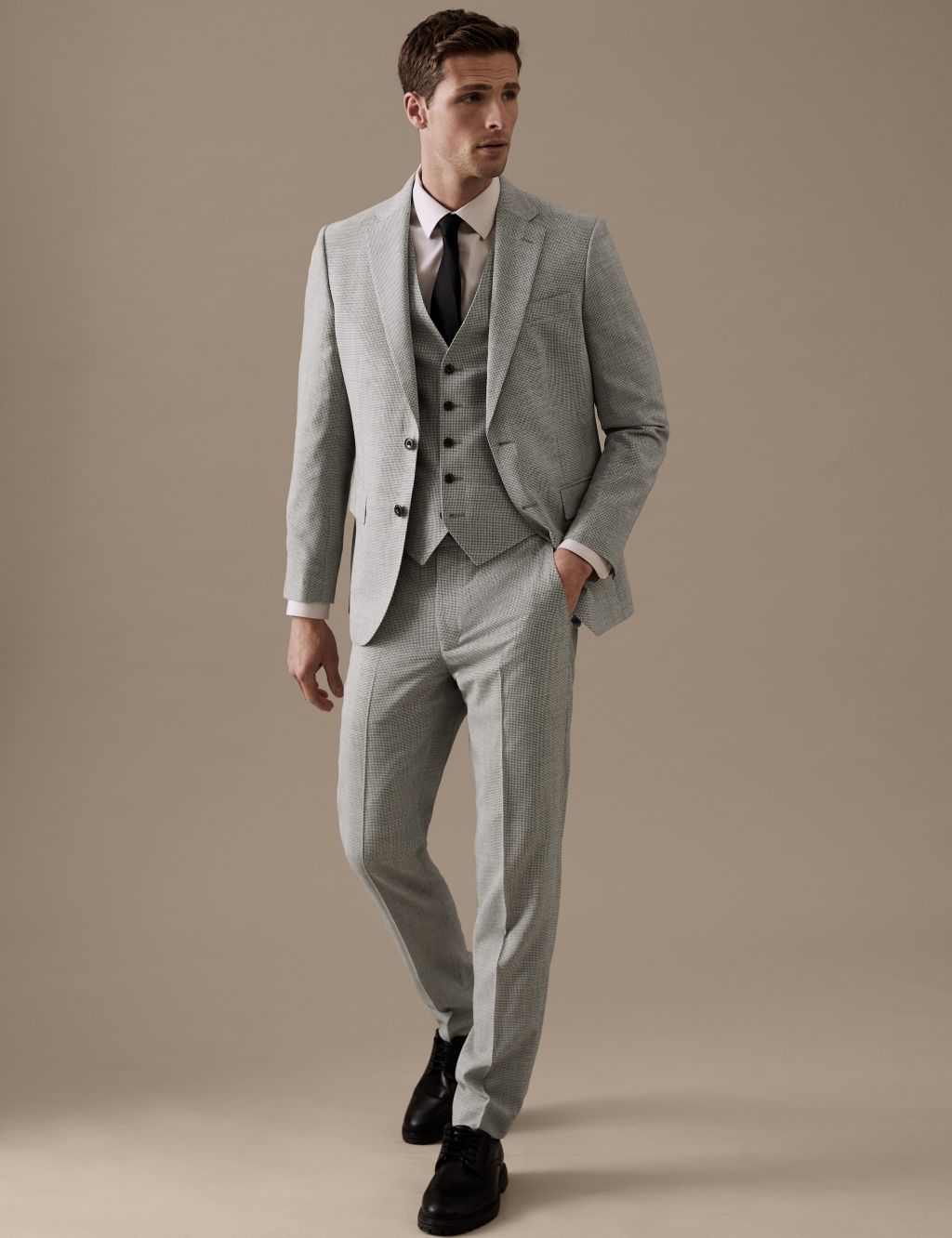 Tailored Fit Pure Wool Puppytooth Suit image 1