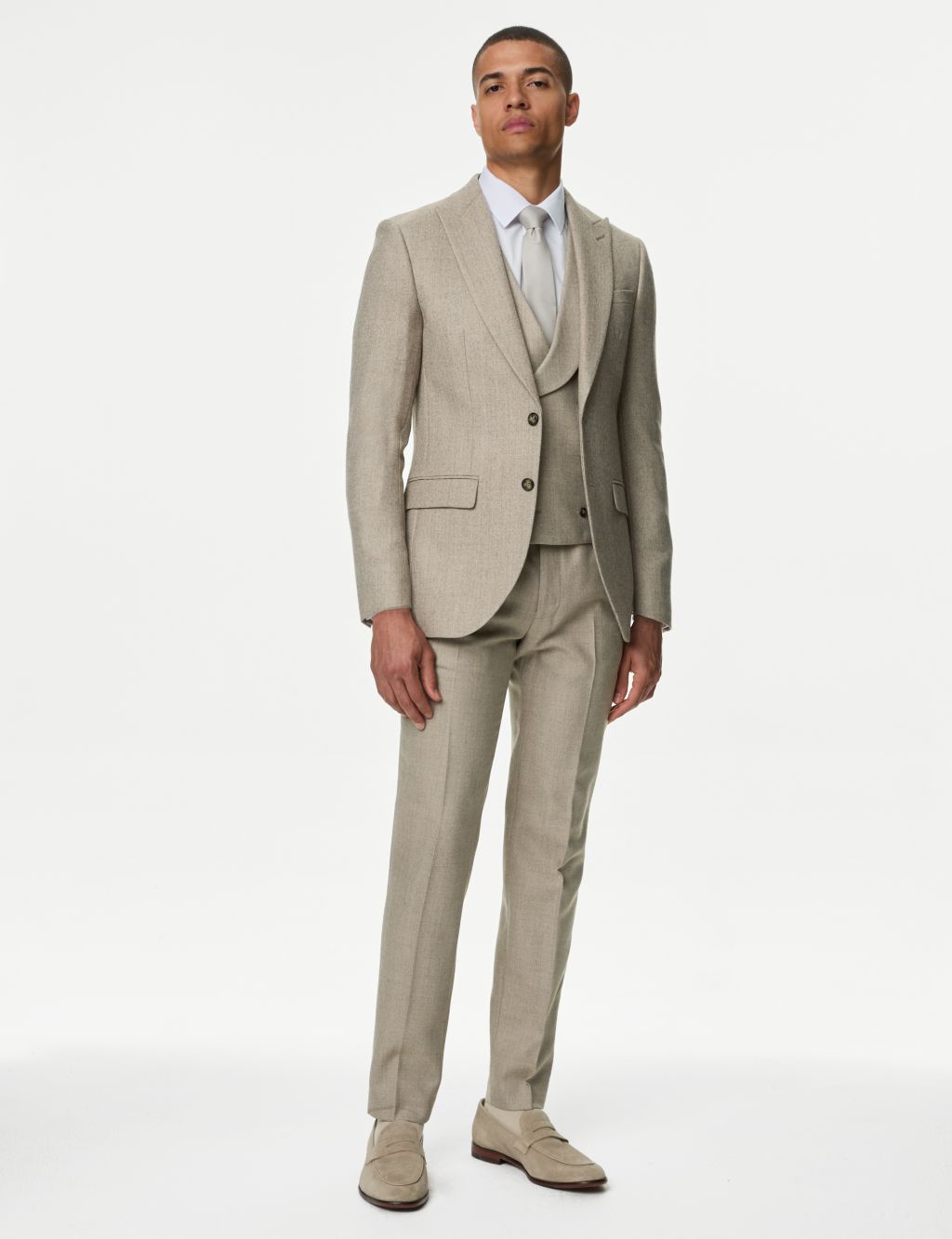 Slim Fit Wool Blend Herringbone Suit