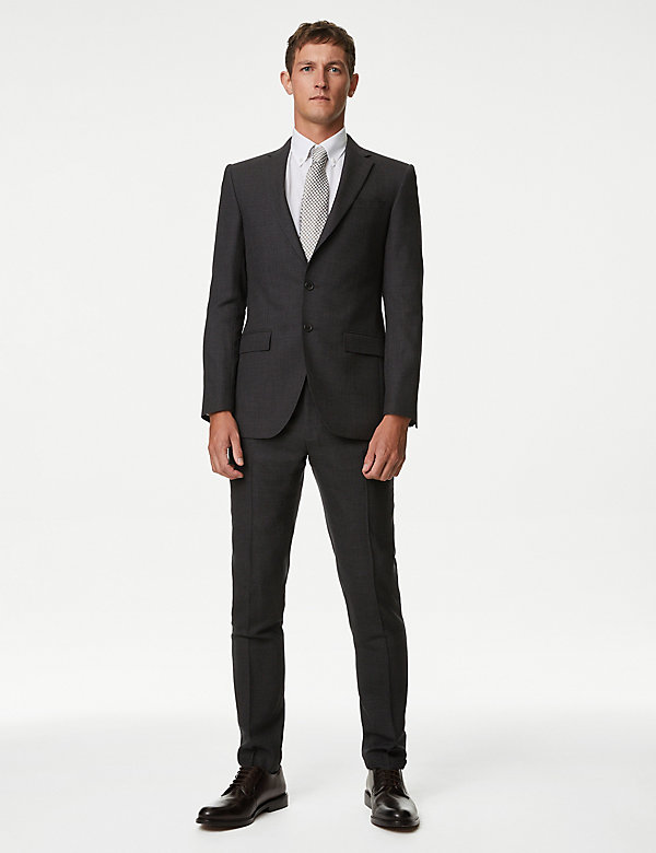 Slim Fit Pure Wool Textured Suit - DK