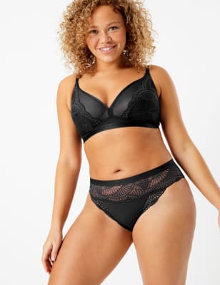 Soutien-gorge plongeant sans armatures orn&eacute; de dentelle, bonnets A&nbsp;&agrave;&nbsp;F