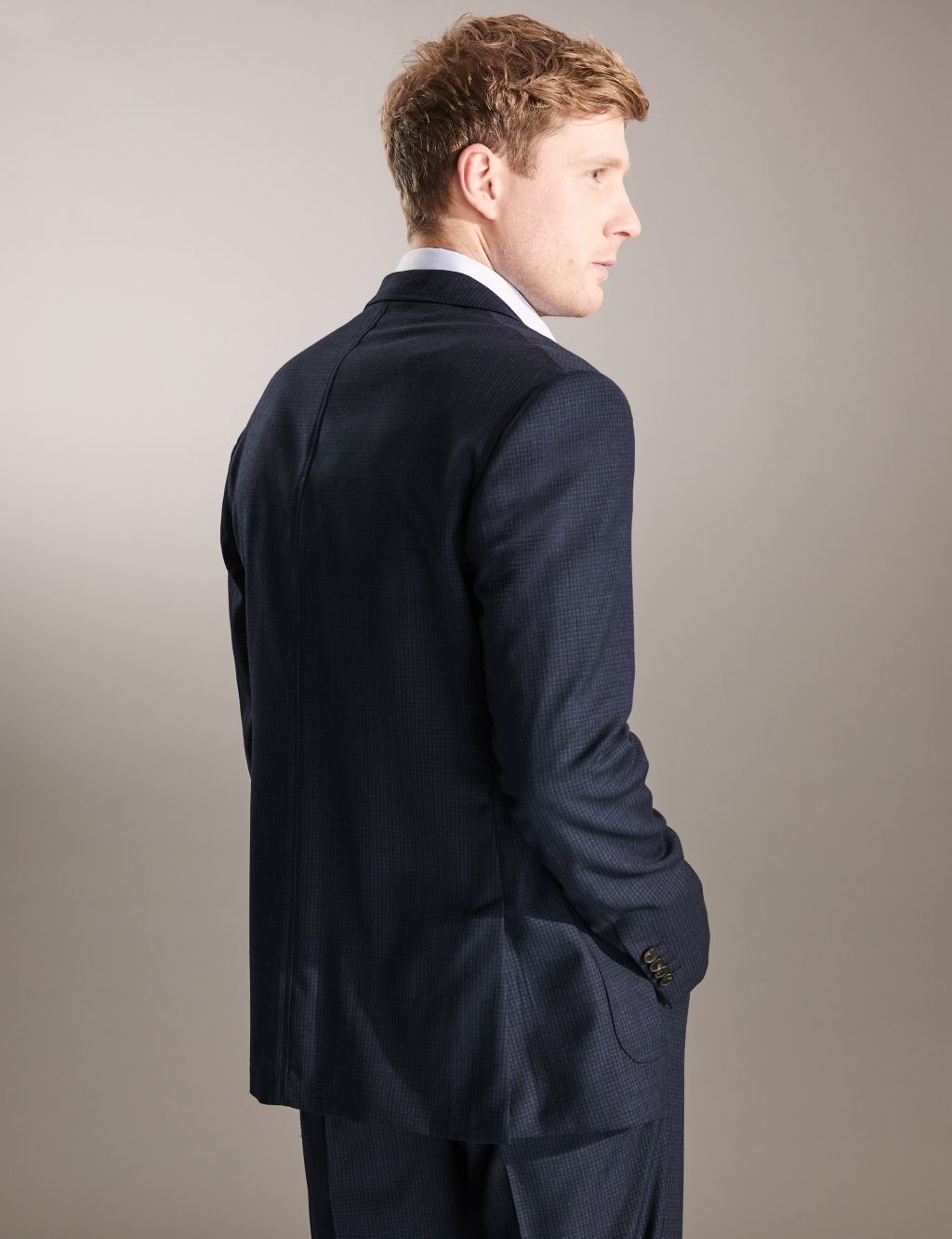 Tailored Fit Wool Rich Check Stretch Suit image 3