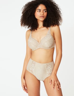 Soutien-gorge non ampliforme &agrave; motif jacquard orn&eacute; de dentelle, avec bonnets embo&icirc;tants E&nbsp;&agrave;&nbsp;K