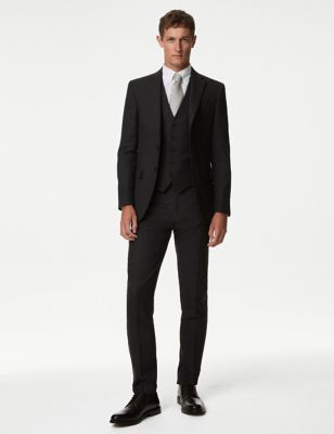 Slim Fit Pure Wool Textured Suit - CA