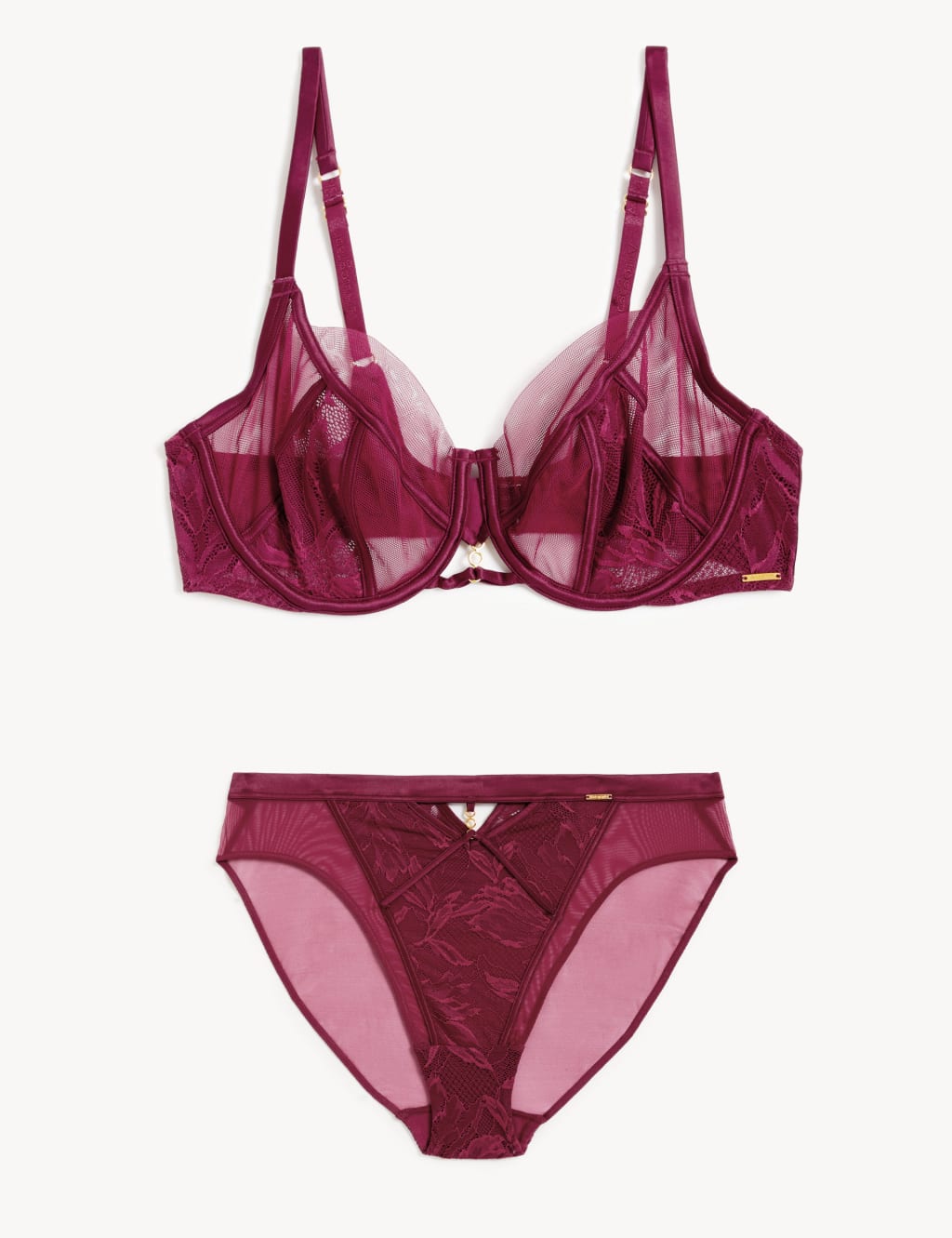 Lexington Lace & Mesh Wired Full Cup Bra Set A-E image 2