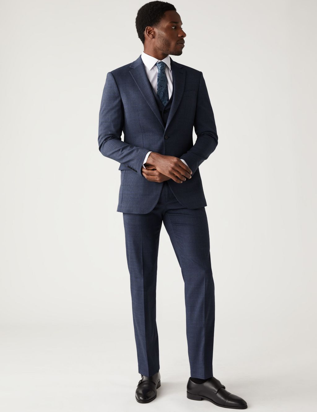 Regular Fit Prince of Wales Check Suit image 1