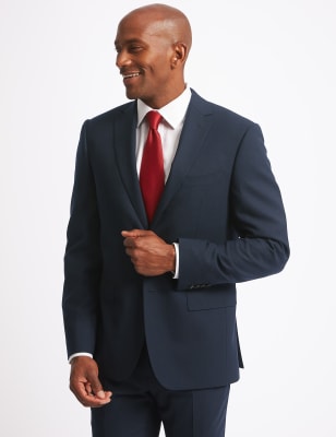 Costume bleu marine en laine coupe ajust&eacute;e