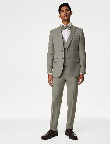 Slim Fit Wool Blend Herringbone Suit | M&S
