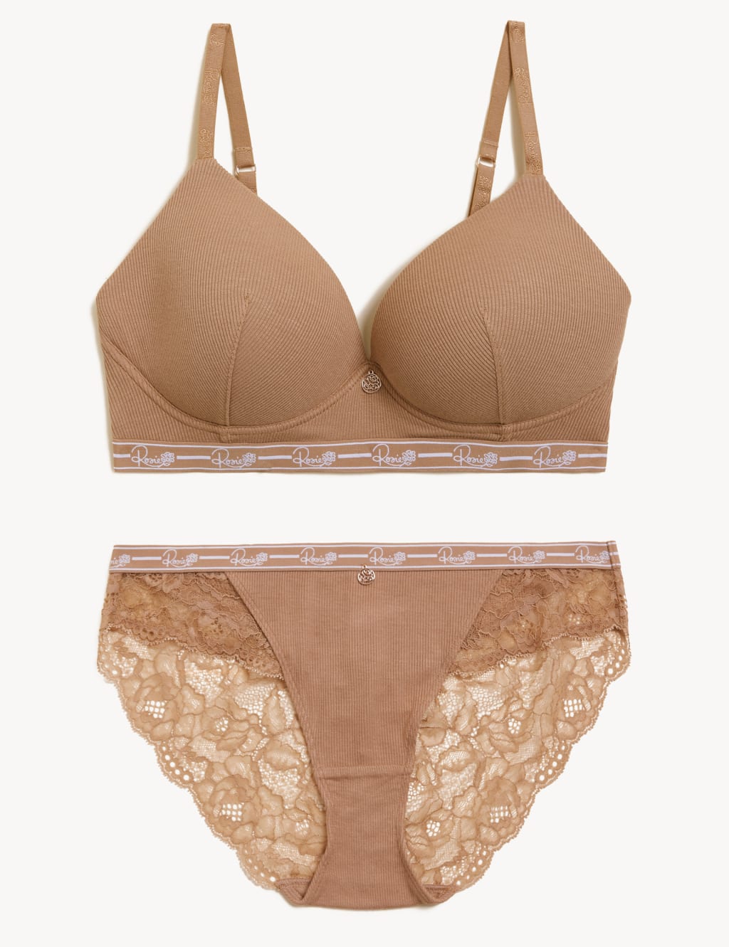 Ribbed Lounge Non Wired Plunge Bra Set A-E image 2