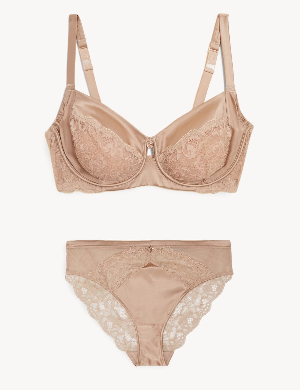 Silk & Lace Wired Balcony Bra Set F-H image 2
