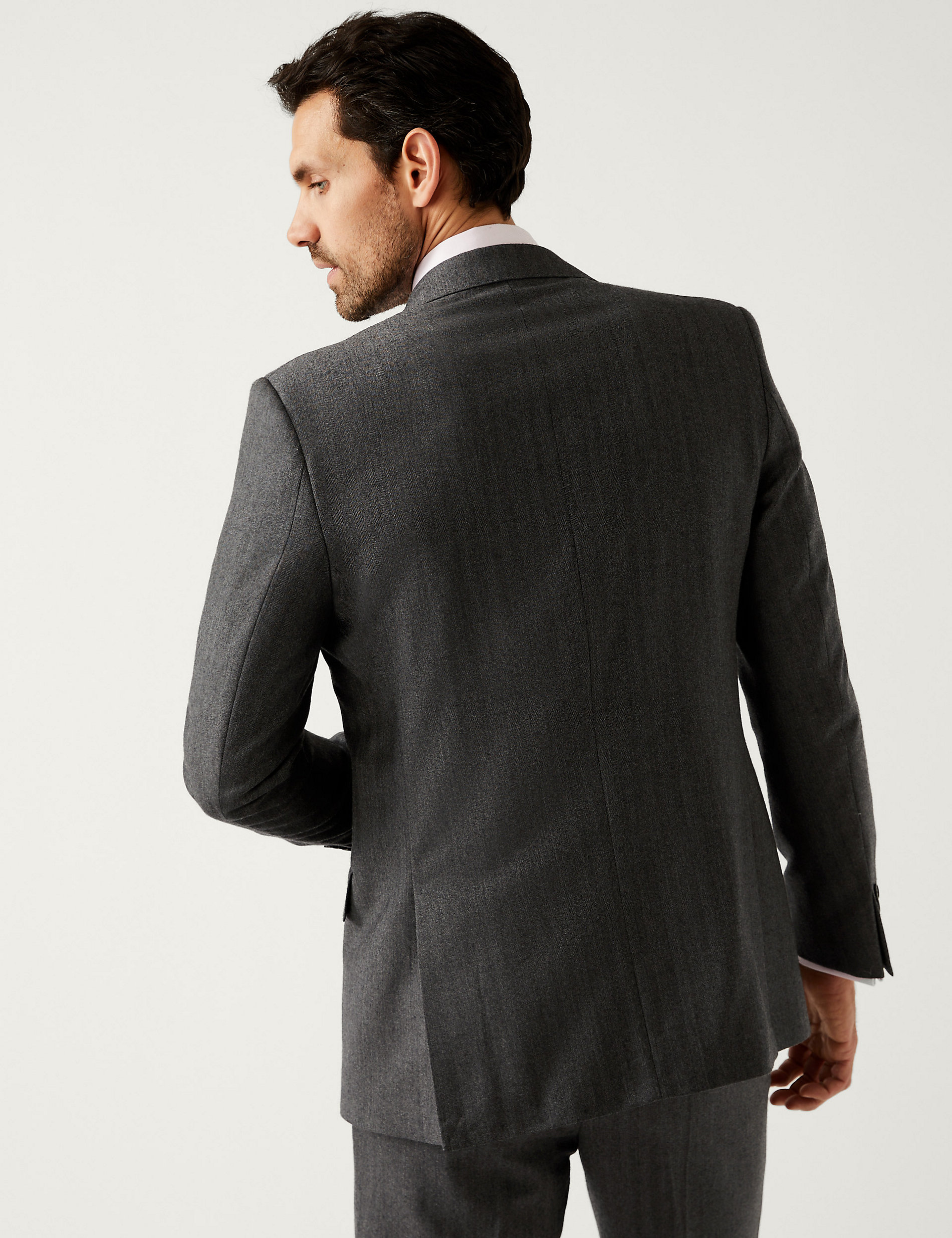 Κοστούμι σε κανονική γραμμή με σχέδιο ψαροκόκαλο από 100% βρετανικό μαλλί