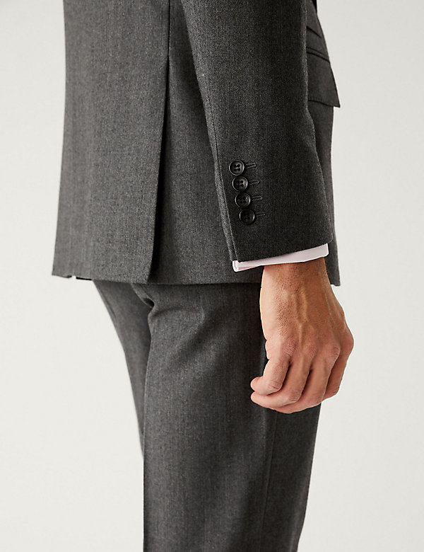 Normal geschnittener Anzug aus reiner britischer Wolle mit Fischgrätmuster - AT