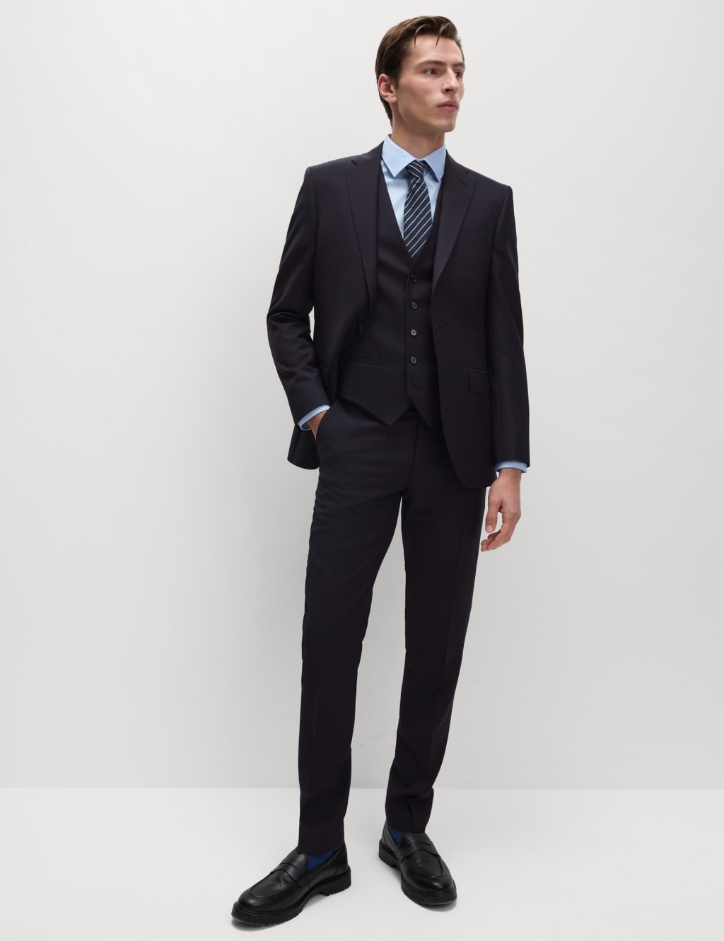 Slim Fit Pure Wool Herringbone Suit