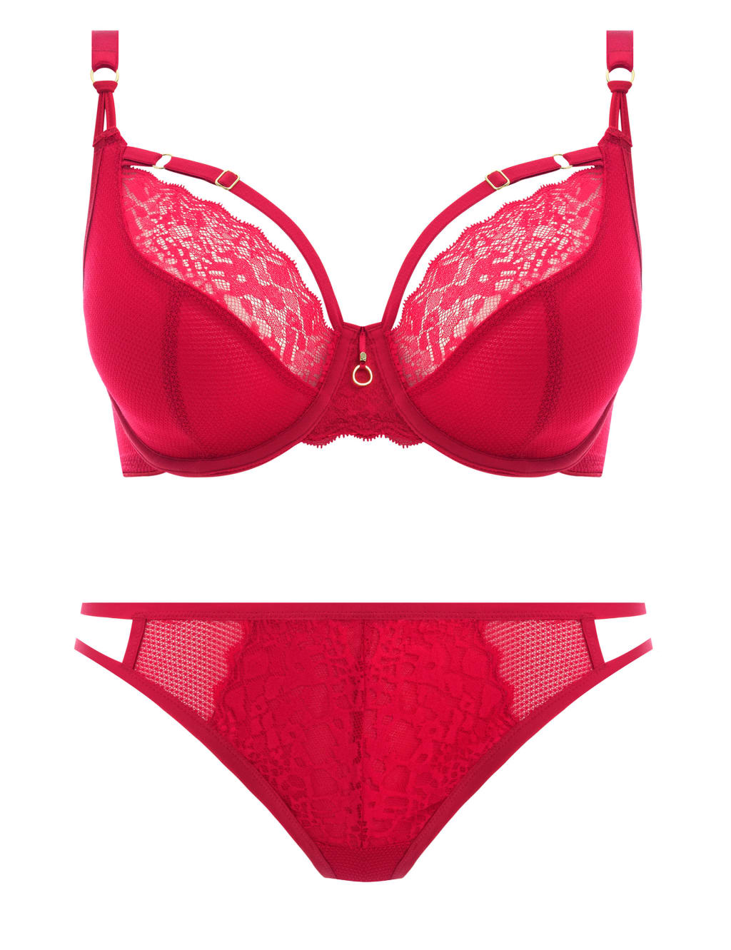 Temptress Lace Trim Underwired Plunge Bra Set C-G image 2