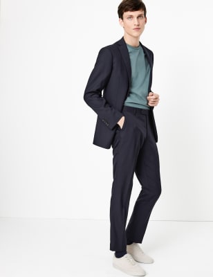 Costume bleu marine en laine coupe cintr&eacute;e