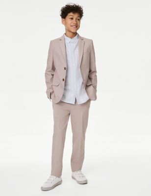 土灰粉紅色西裝造型套裝（2 至 16 歲） - HK