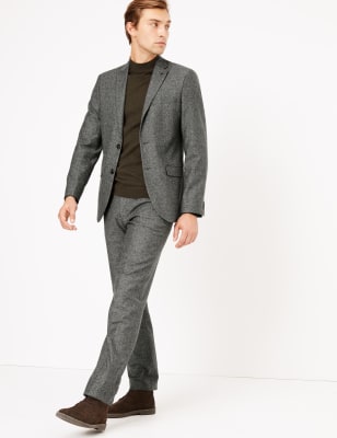 Costume coupe ajust&eacute;e en laine m&eacute;lang&eacute;e italienne