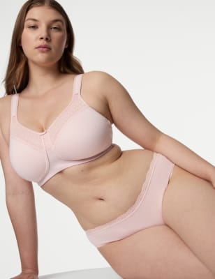 Soutien-gorge de maintien en coton mélangé et dentelle sans armatures, bonnets&nbsp;B&nbsp;à&nbsp;K - LU