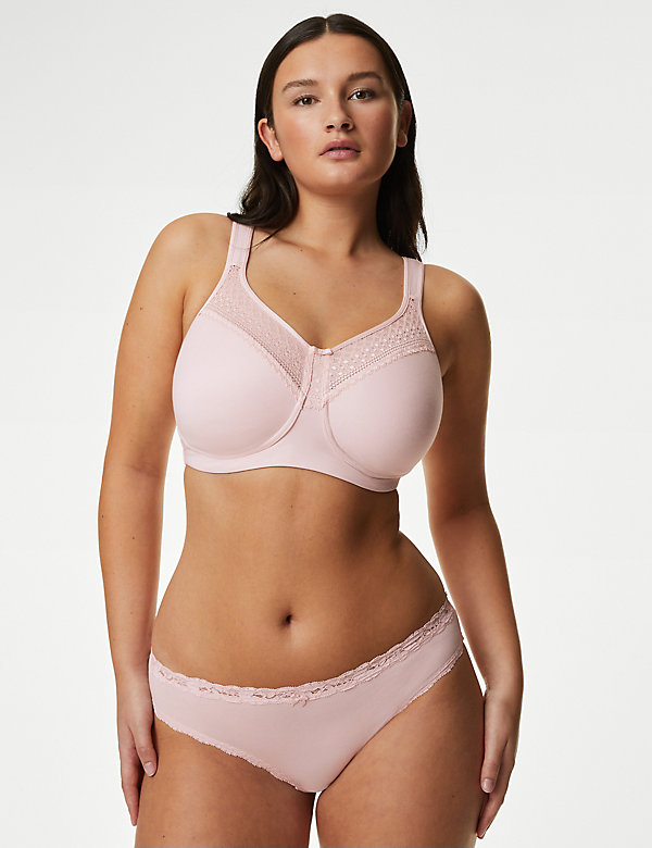Cotton Blend & Lace Non Wired Total Support Bra Set B-H - NZ