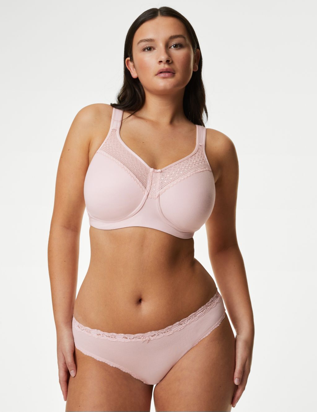 Cotton Blend & Lace Non Wired Total Support Bra Set B-H