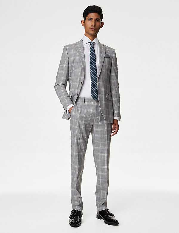 Slim Fit Check Stretch Suit - BE