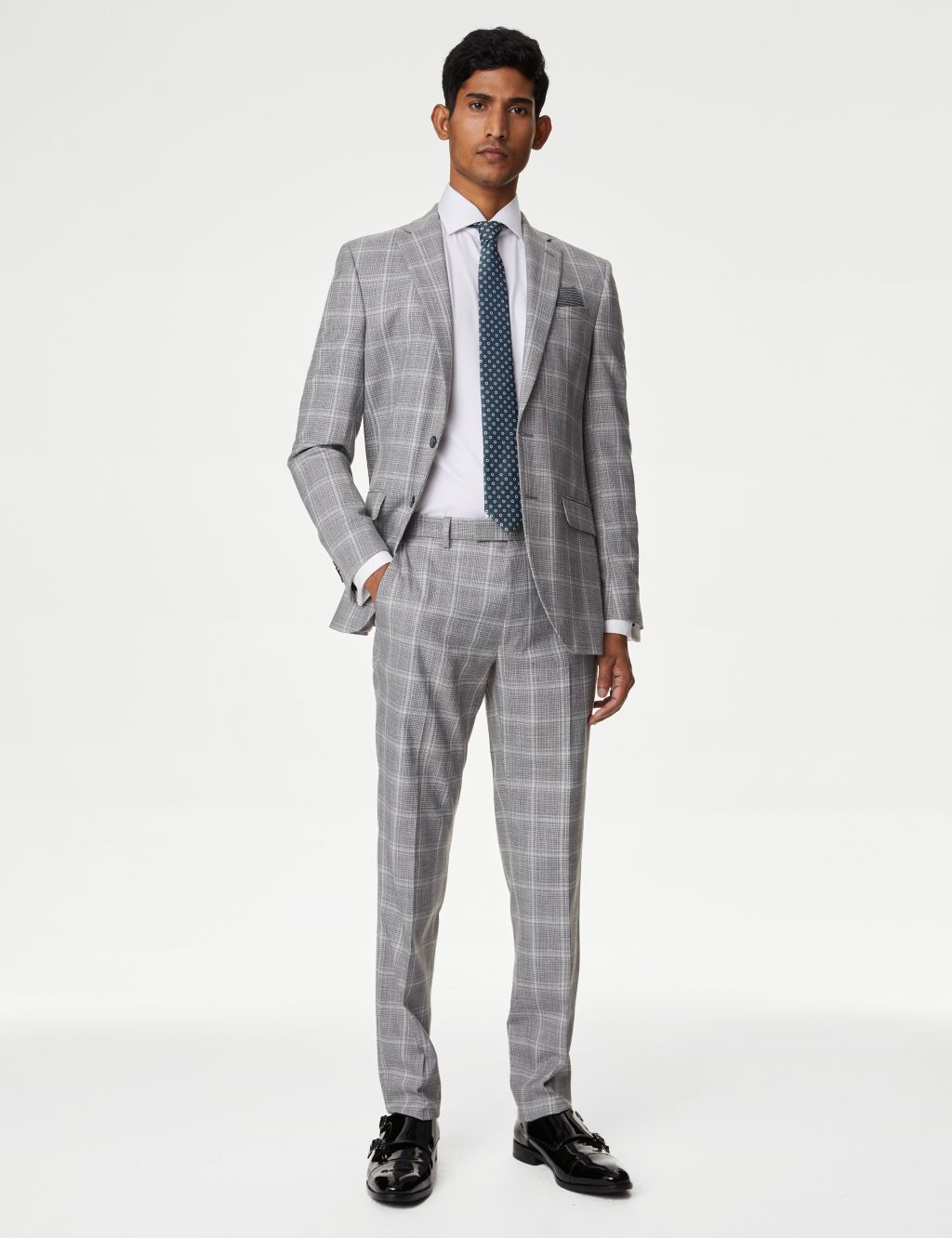 Slim Fit Check Stretch Suit