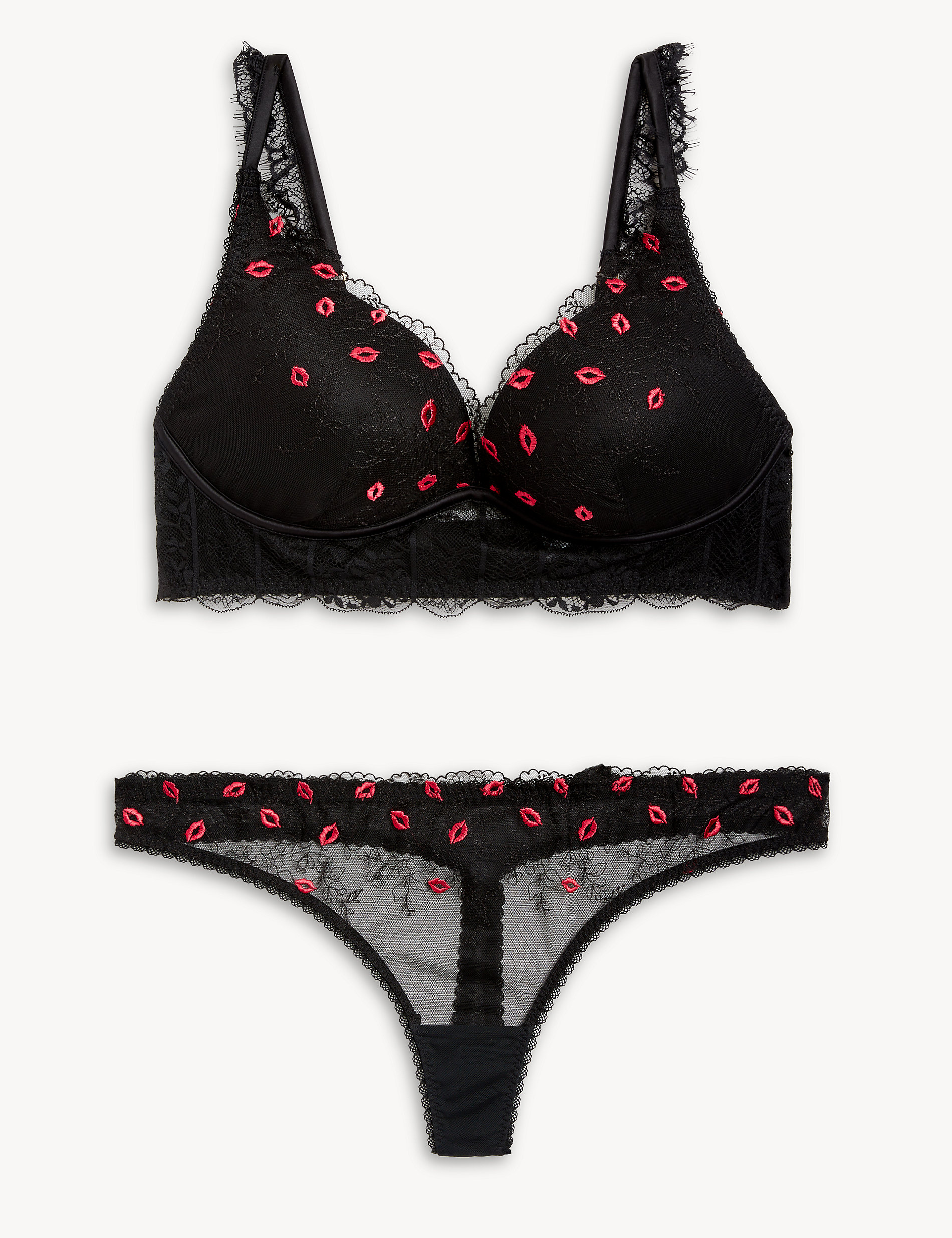Kalina Embroidery Non Wired Plunge Bra Set A-E