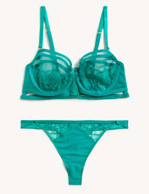 Maya Embroidery Wired Balcony Bra Set A-E - KH