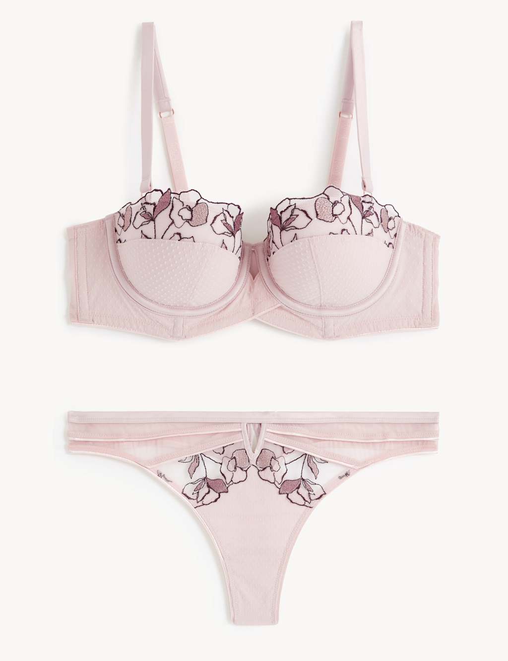 Iris Embroidery Wired Longline Balcony Bra Set A-E image 2