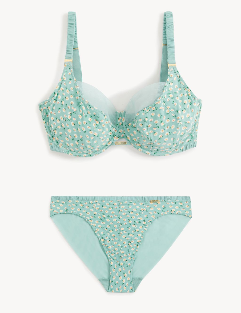 Floral Print Wired Full Cup Bra Set F-H image 2