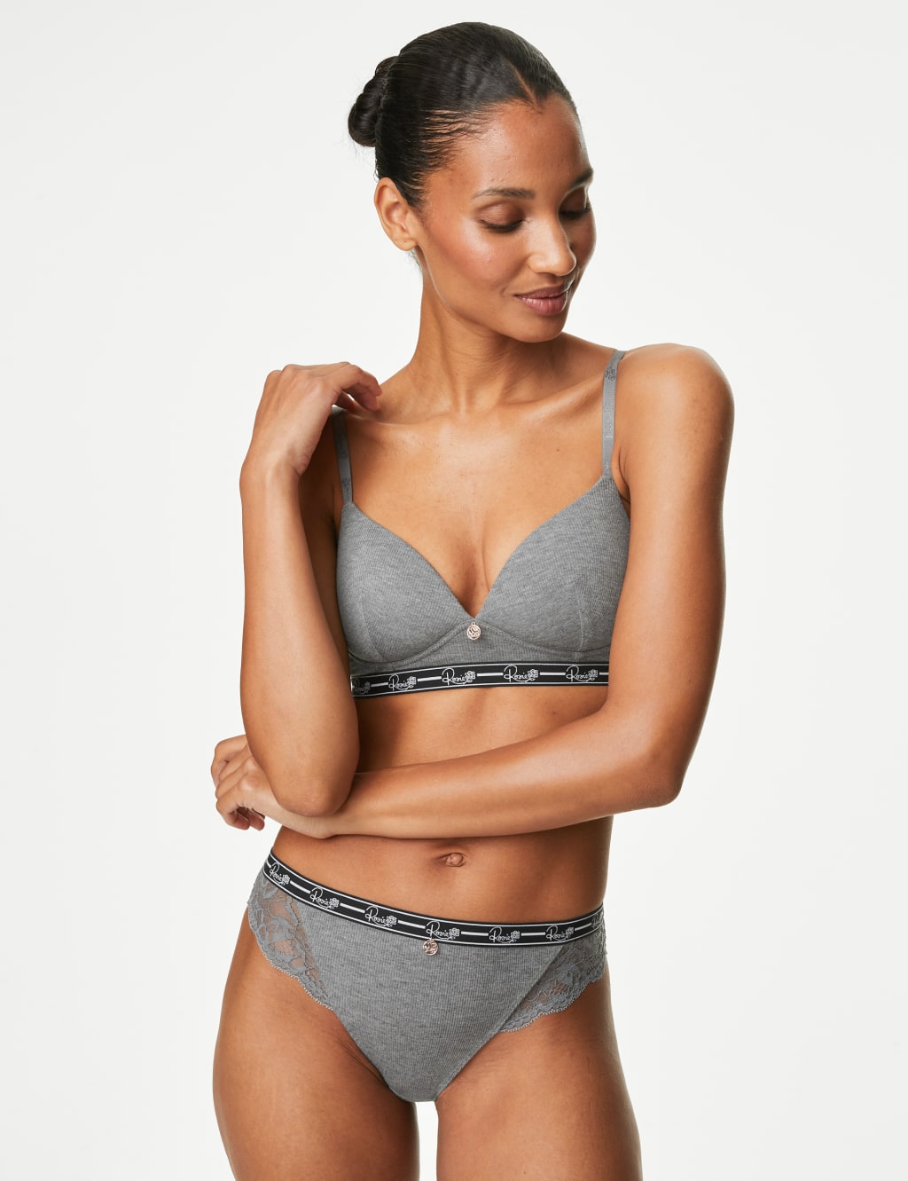Ribbed Lounge Non Wired Plunge Bra Set A-E image 5