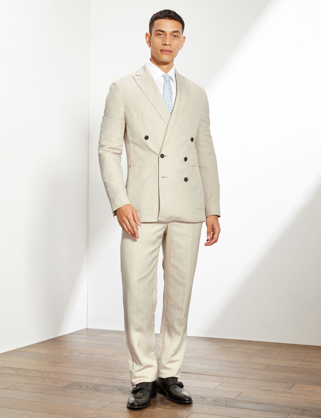 Tailored Fit Silk Rich Double Breasted Suit image 1