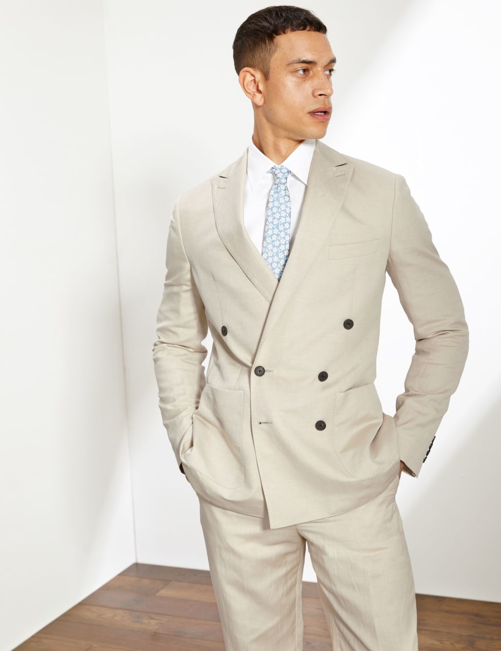 Tailored Fit Silk Rich Double Breasted Suit image 2