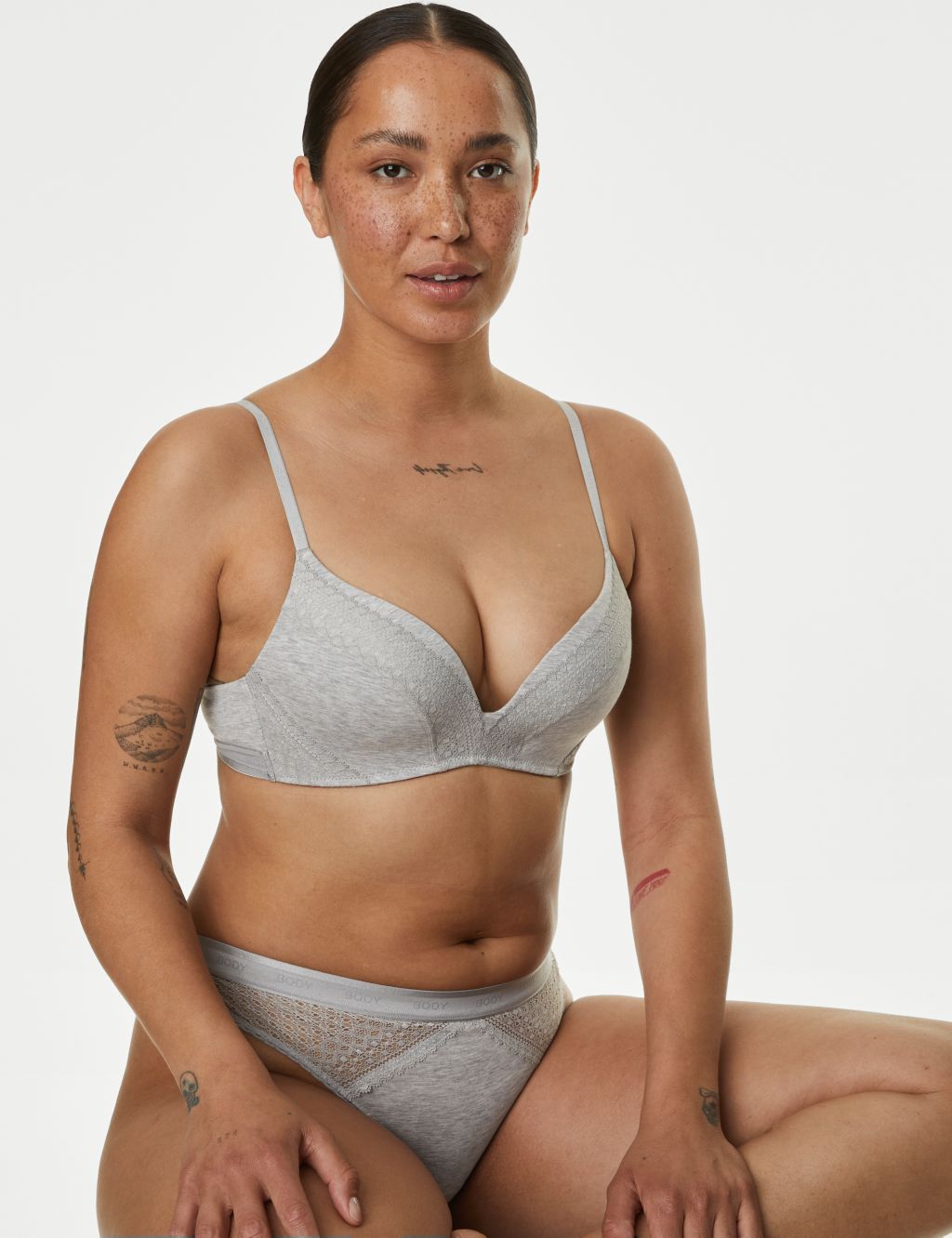 Cotton with Cool Comfort™ Non-Wired Push Up Bra set image 1