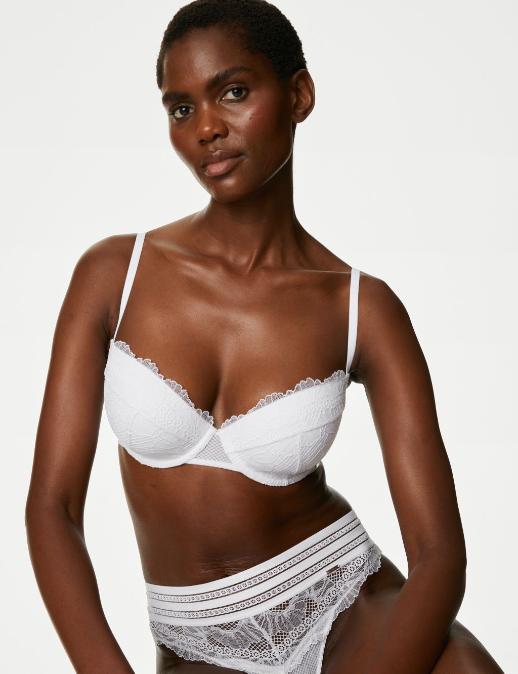 BNWH M&S Autograph Swiss embroidery white non padded balcony bras 34G 38A