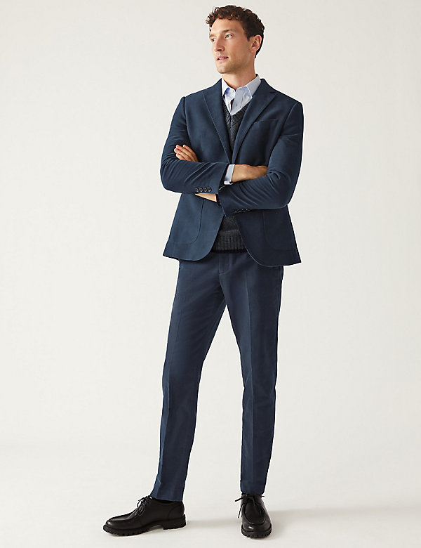 Tailored Fit Pure Cotton Moleskin Suit - DK