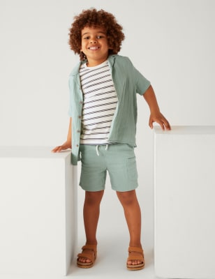 Pure Cotton Shirt T-Shirt and Shorts (2-8 Yrs)
