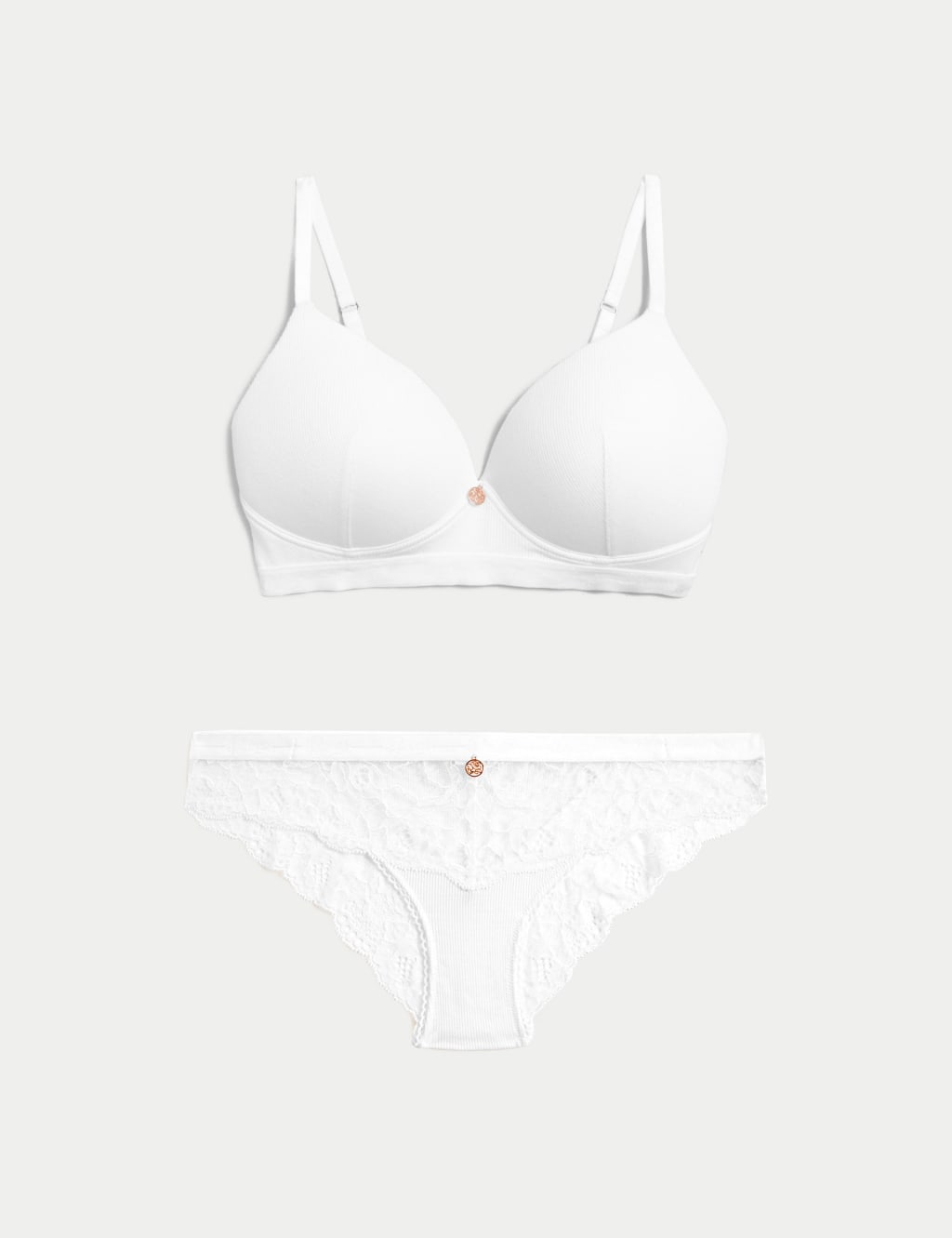 Ribbed Lounge Non-Wired Plunge Bra Set A-E image 2