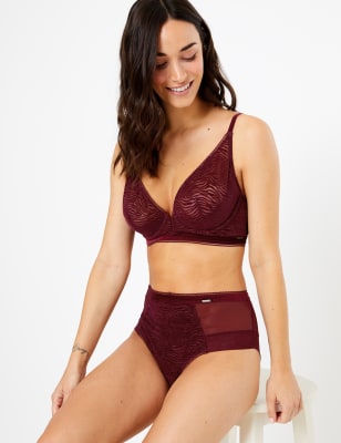 Soutien-gorge ampliforme plongeant &agrave; motif animal floqu&eacute;