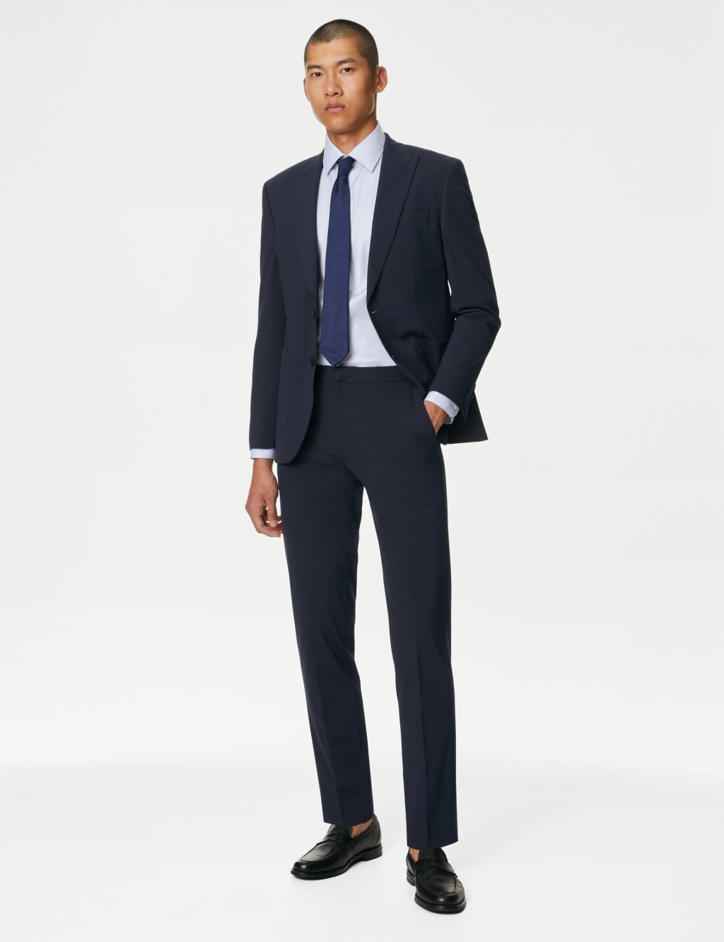 Black Shirt with Navy Suit