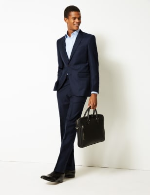 Costume bleu marine en laine coupe ajust&eacute;e