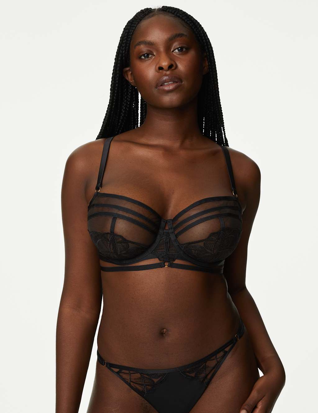 Maya Embroidery Wired Balcony Bra Set A-E image 3