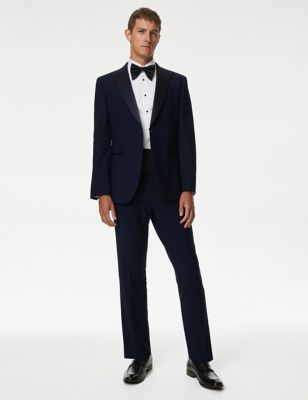 Tailored Fit Wool Blend Tuxedo Suit - NO