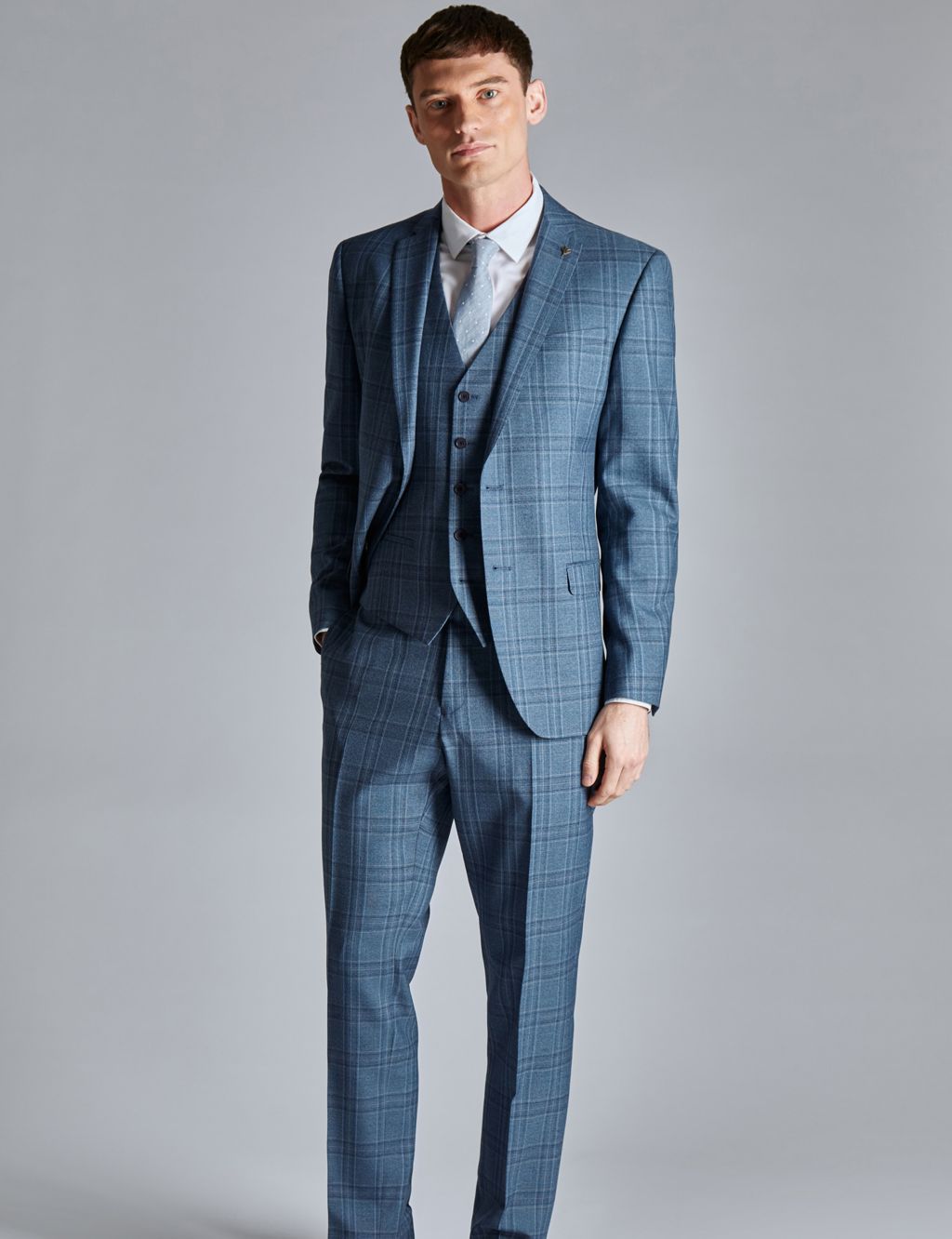 Slim Fit Wool Rich Check Suit