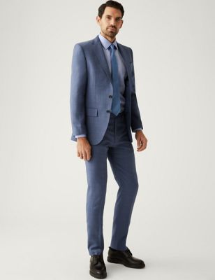 Slim Fit Pure Wool Check Suit