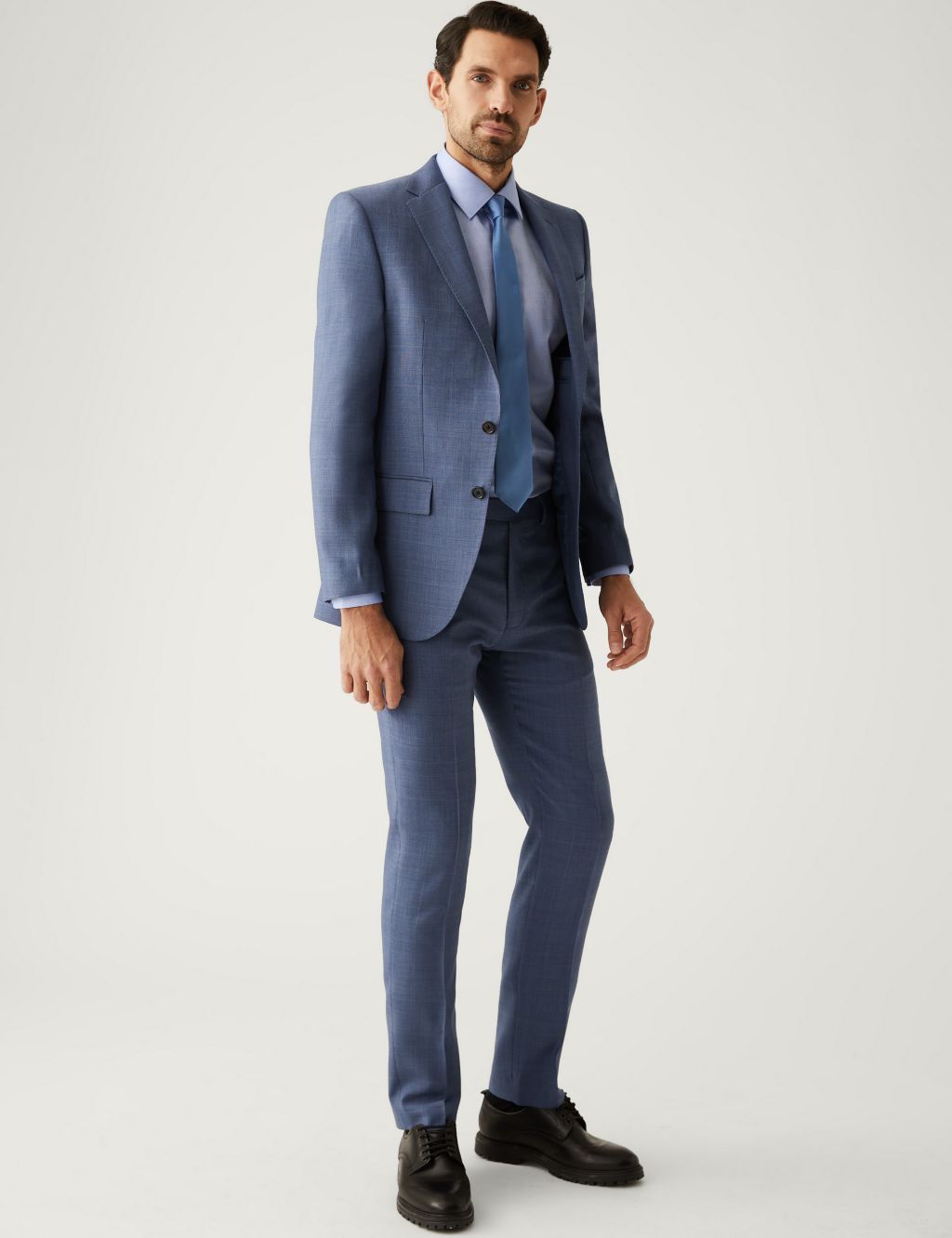 Slim Fit Pure Wool Check Suit image 1