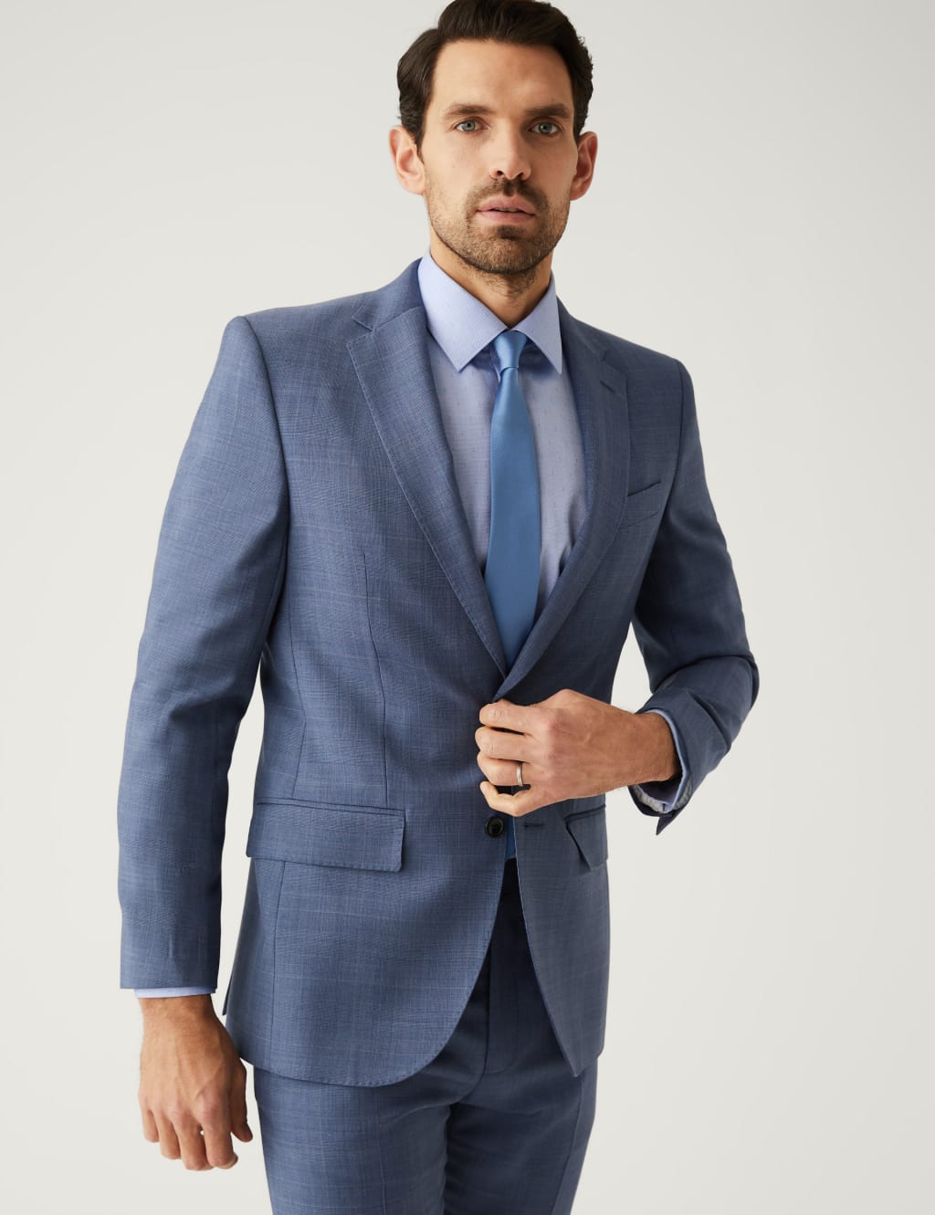 Slim Fit Pure Wool Check Suit image 2