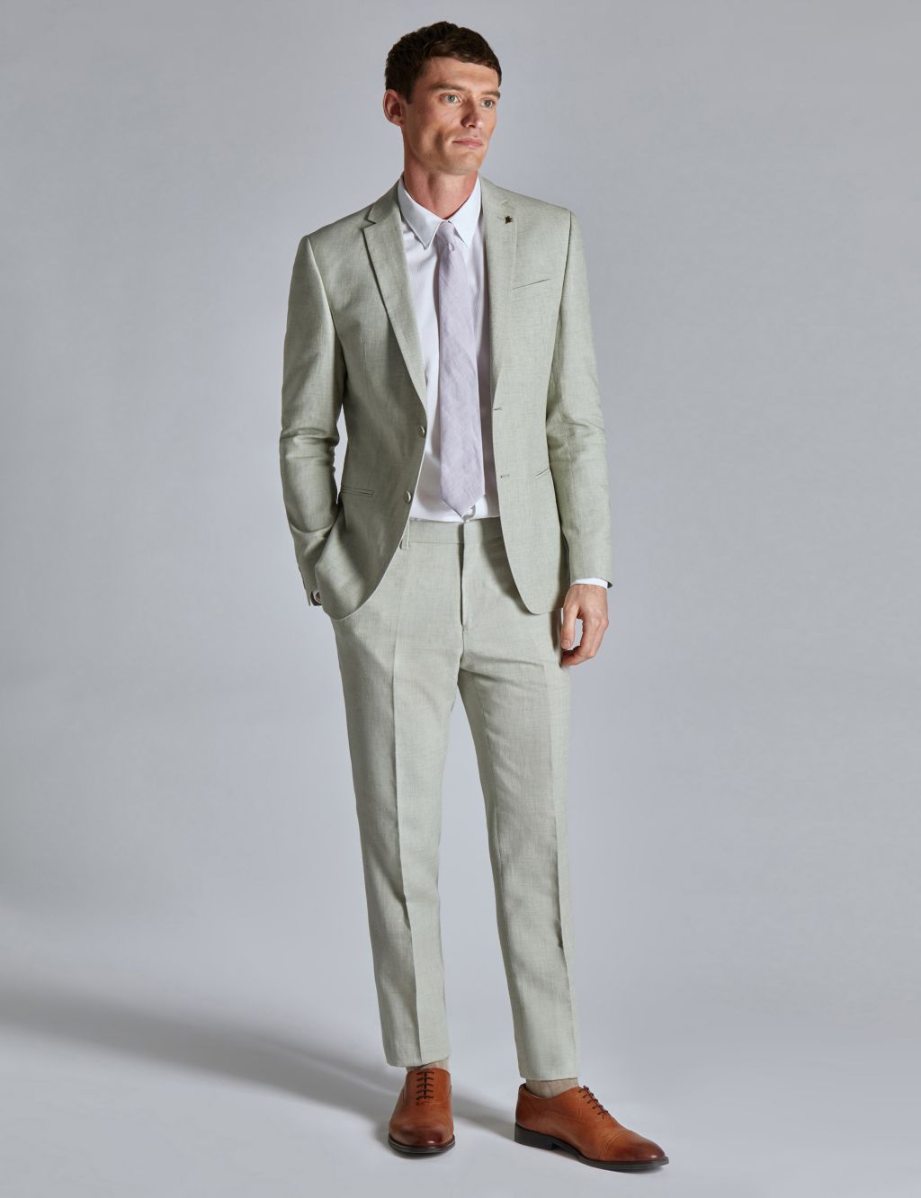 Slim Fit Linen Rich Suit