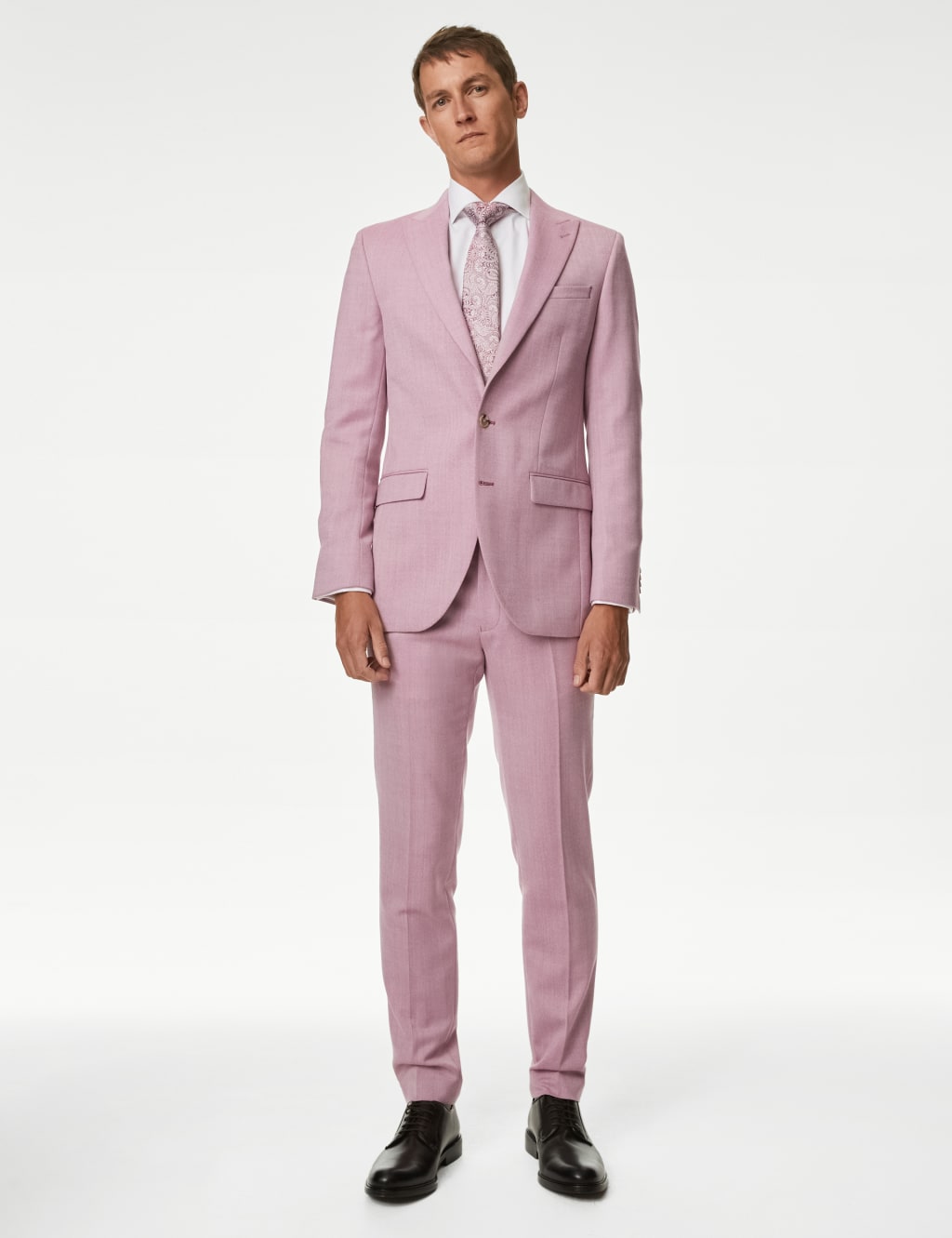 Buy Chalk Pink Woven Italian Classic Suit Online