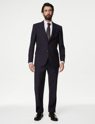 Regular Fit Herringbone Pure Wool Suit - NZ